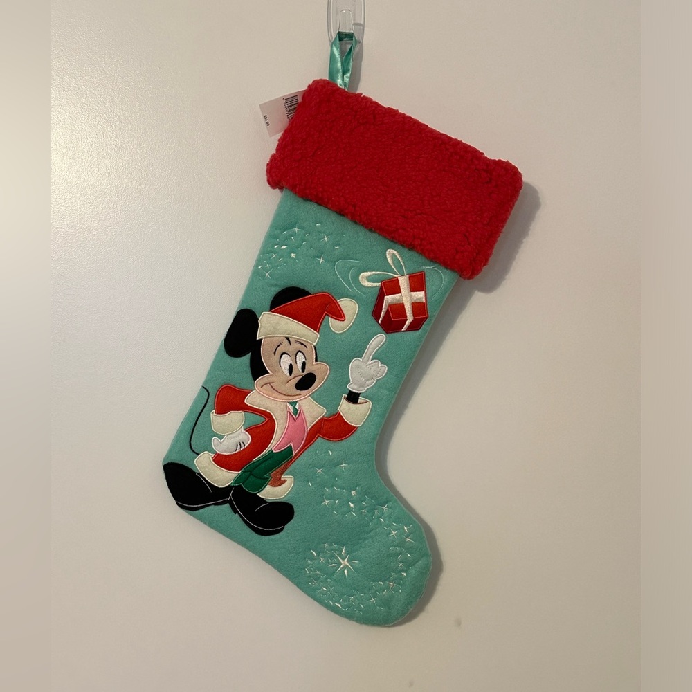 Disney stocking for the holidays. Embroidered Mickey Mouse in front NWT